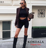 Women Fall Vintage Elegant Blazer Lapel Cinched-Waist Brown Blazer Autumn High Street Commute Lady Suit