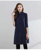 Women Pleated Single Breasted Dress Stand Theree Quarter Sleeve Tide Spring 2F0095