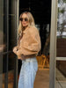 Retro Brown Suede Lapel Zippered Short Jackets Women's Casual Full Sleeves Pocket Loose Coats Spring Daily Commute Outwear