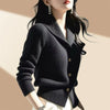 Spring Autumn Women Sweaters Elegant Solid Color Lapel Long Sleeved Knitted Cardigan Jacket Korean Female Knitwear Tops