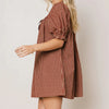Women Gingham Plaid Mini Dress y2k Babydoll Short Dress Puff Sleeve Square Neck Cute Silky Bow Tied Loose Dresses