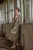 Vintage Women Ramie Cotton Dresses V-Neck Long Sleeve Spring Robes Loose Chinese Style Tie-dye A-Line Dress
