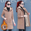 Plus Velvet Thick Lamb Plush Jacket Women Autumn Winter Parkas Lace-Up Of Hooded Loose Long Embroid Trench Coat Female
