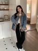 Add Velvet Padded Warm Denim Jacket Female Winter Long Sleeve Short Coat Lamb Cashmere Cotton-padded Jacket Female