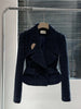 Autumn Winter Tweed Women's Suit High End Elegant Lapel Long Sleeve Short Jacket + Split Slim Skirt Solid Color 2 Piece Set