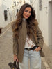 Chic Plaid Women's Blazer Jacket Stand Collar Full Sleeve Single Button Female Coats Spring Casual Commute Lady Outwear