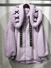 Winter Sweet Cute Kawaii Soft Thick Warm White Faux Fur Coat Women with Bunny Ears Cute Fluffy Jacket Hoodie