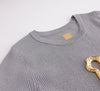 Spring Autumn Metal Deco Knitted Dress For Women Round neck Long Sleeve Split Slim Mid Length Sweater Dresses