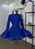 Women O-neck Long Flare Sleeve Ruffles Mini Dress Spring Sweet Sexy Birthday Evening Night Party Vestidos Dresses