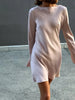 Women Dresses Solid Casual O-Neck Regular Long Full Sleeves Sheath Bodycon Basic Slim Fit Female Vestidos Robes