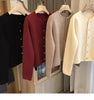 Crew neck 100 pure cashmere cardigan small fragrant coat women's spring and autumn loose wool knit sweater