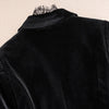 Women's Black Velvet Blazer Jacket with Gold Accents & Lace Trim Spring Autumn Cropped Suit Top Outerwear w1532