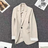 Beige Notched Collar Jacket Women Korean Chic Patchwork Long Sleeve Small Suit Coat Casual Simple Single Button Blazers