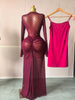 Women Flare Long Sleeve Stacked Dot Mesh See Though with Lining Maxi Long Dress Evening Birthday Sexy Party Dresses