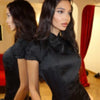 Women Mandarin Collar Ruffle Hem Mini Qipao Chinese Style Cap Sleeve Slim Fit Cheongsam Dress Dating Daily Party Outfit