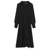 Stripe Shirt Dress Women's Single Breasted Belted Long Dress Multicolor for Spring Commute Holiday