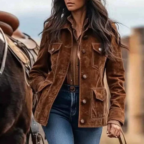 Western Style Short Jackets for Women Outerwears Suede Jacket Women Streetwear Outdor Women Coats Button Coats and Jacket