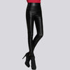 Autumn Women Velvet PU Leather Pants Elastic Stretch Faux Skinny Leather Pencil Pants Y2K Female Sexy Lady Trousers