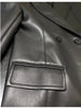 Spring Autumn Extra Long Black Loose Pu Leather Trench Coat for Women Shoulder Pads Double Breasted Faux Leather Blazer