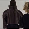 Urban Solid Pu Leather Women Jacket Street Stand Collar Long Sleeve Female Outwear Autumn Winter Lady Streetwear