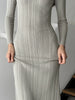Women Spring Autumn Solid Color Bodycon Knit Dress Long Sleeve Crew Neck Ribbed Dress Slim Fit Long Dress