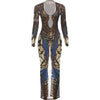 Sexy See Through Dress Woman Butterfly Print Metal Ring Hollow Full Sleeve Splits Clubwear Midnight Elegant Bodycon