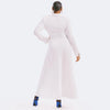 Vintage Women Long Sleeve High Side Split Ruched Up Wrap Lapel Collar White Maxi Long Dress Street Dresses