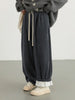 Women Pant Loose Retro High Waisted Casual Wide Leg Pants Solid Plush Thick Warm Female Trousers Spring Autumn