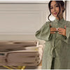 Spring Women Dress Set Minimalist Stand Collar Knot Button Slit Hem Long Dresses All-match Skirts Lady Street Gown