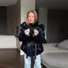 Chic Shiny Hooded Cotton Jacket With Belt Women Elegant Long Sleeve Zipper Lace Up Coats Lady Winter Street Warm Outerwear