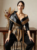 PU Faux Leather Jacket for Women's One Shoulder Splice Irregular Hem Long Sleeve Leather Coat Casual Vintage Elegant Jacket Belt