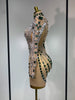 Women Sexy Turtleneck Sequins Diamonds Bodycon Mini Dress Evening Party Costume Bar Nightclub Stage Performance Clothing