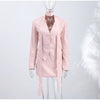 Scarf Ribbon Jacket Skirts Suit Women Chic V-Neck Button Slim Jackets A-line Mini Skirt Sets High Street Lady 2 Piece Set