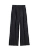 Women Solid Pleated Front Zipper Wide Leg Pants Vintage High Waist Full Length Female Chic Lady Trousers