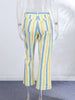 Colorful Striped Wide Leg Trousers Women Bohemian High Waist Multi-color Panelled Slim Straight Pants Lady Beachwear