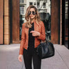 Vintage Women PU Leather Bomber Jacket Casual Autumn Winter Zipper Windbreaker Streetwear Female Blazer Y2K Clothes