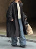 Black Big Size Long Cotton-padded Coat Long Sleeve Loose Fit Women Parkas Tide Autumn Winter 1DH2804