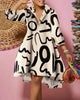 Women Sexy Printed Shirt Dresses Chic V Neck Loose Long Sleeve Dress Causal Vacation Female Mini Vestidos Robe Clothing
