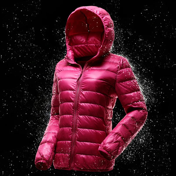 Women's Lightweight Packable Down Jacket, Warm Hooded Puffer Coat, Ultra-Thin Short Winter Jacket, Casual Outdoor Commuter Wear