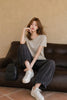 150-160cm Petite Women Pants Ankle Length Lantern Jogger Pants Elastic High Waist Wide Leg Lengthening Trousers