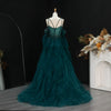 Mermaid Evening Dress with Detachable Sleeves Ruffles Overskirt Beaded Women's Formal Party Gowns SS123 Customized