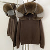 Knitwear Cardigan Women Spring Knitted Jacket Female Autumn Hooded Real Fox Fur Coat Natural Short Fur Coat Casual