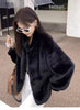 Autumn Winter Female Lamb Wool Faux Fur Tops Coat Women Stand Collar Short Fur Jacket Ladies Long Sleeves Plush Outerwear