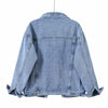 Vintage Women Jacket Autumn Winter Oversize Denim Jackets Washed Blue Jeans Coat Turn-down Collar Outwear Bomber Jacket