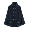 Women's European and American Style Denim Jacket Spring and Autumn Elegant High Street Double Breasted Coats