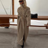 Casual Women Solid Loose Long Trench Coat with Belt Chic Stand Collar Double Breasted Oversize Long Jacket Autumn Outerwear
