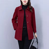 High End Women's Solid Woolen Coat Autumn Winter Middle Aged Mother Wool Trench Outwear Large Size Mother Warm Blend Jacket 4XL