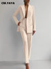 Elegant Blazer Suit and Wide Leg Pants Two 2 Piece Sets Outfits Women Classic OL Work Street Outfit Tracksuit