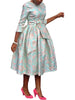 African Dresses for Women Autumn Elegant African 3/4 Sleeve Polyester Party Wedding O-neck Midi Dress African Clothing
