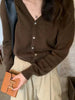 Korean version of autumn cashmere V-neck cardigan women loose short solid color sweater knit sweater simple coat